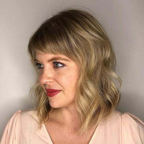 Lob Hairstyles for Wavy Hair with Bangs-12