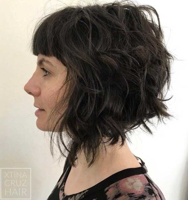 Curly Inverted Bob With Bangs