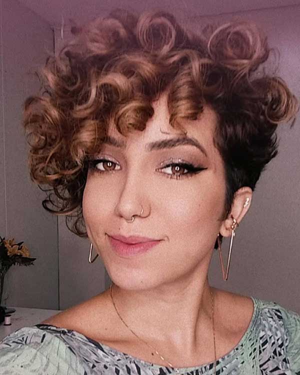 Short Curly Hair With Long Bangs