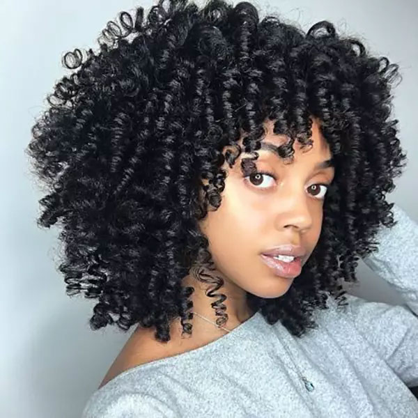 Short Curly Weave With Bangs