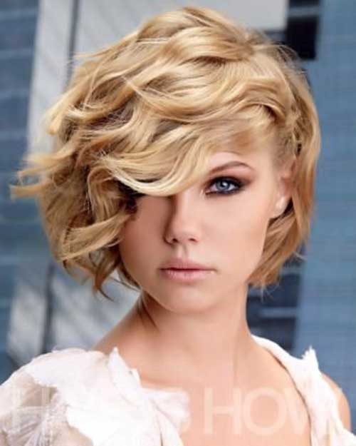 Blonde Asymmetrical Bob for Curly Hairstyle