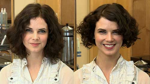 Brown Curly Short Hairstyles For Round Faces