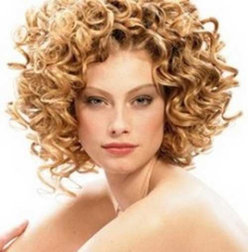 Permed Blonde Curly Short Hair Style
