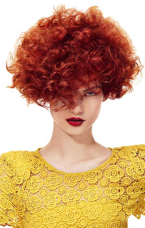 Short Red Colored Curly Hairstyles Perms
